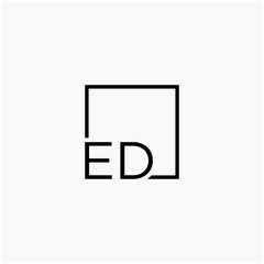 Letter ED Logo design with square frame line art. business consulting concept. studio,room,group icon. Suitable for business, consulting group company. - vector