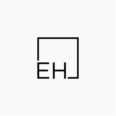 Letter EH Logo design with square frame line art. business consulting concept. studio,room,group icon. Suitable for business, consulting group company. - vector