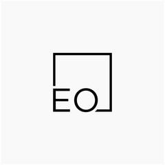 Letter EO Logo design with square frame line art. business consulting concept. studio,room,group icon. Suitable for business, consulting group company. - vector