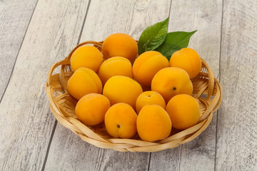 Ripe tasty sweet apricots heap