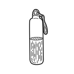 Hand drawn Fitness Bottle for Water isolated on a white. Vector illustration.