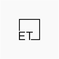 Letter ET Logo design with square frame line art. business consulting concept. studio,room,group icon. Suitable for business, consulting group company. - vector
