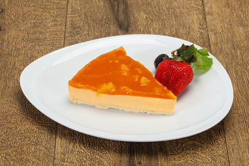 Cheesecake with apricot served strawberry