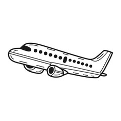 Hand drawn Airplane isolated on a white. Vector illustration.