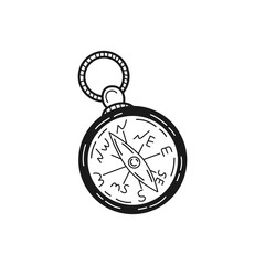 Plakat Hand drawn Compass isolated on a white. Vector illustration.