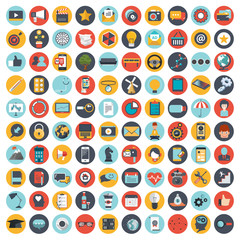 Business, management, finances and technology icon set for websites and mobile applications. Flat vector illustration