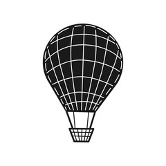 Hand drawn Air Balloon isolated on a white. Vector illustration.