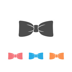 Black bow tie vector icon set isolated on white