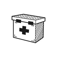 Hand drawn First Aid Kit isolated on a white. Vector illustration.