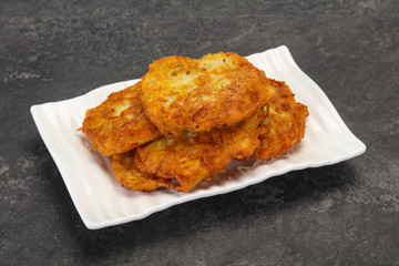 Roasted potato pancakes in the bowl