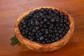 Wild blueberry in the bowl