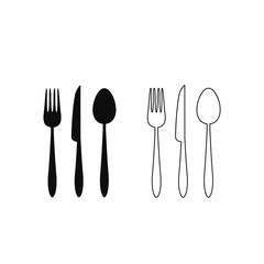 Spoon, fork and knife icon set