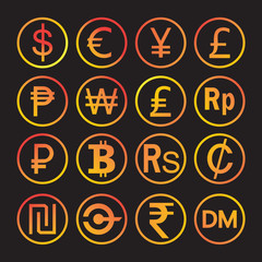 currency icon design color grading