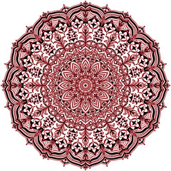 Black mandala with red on a white background. Vector round illustration. Template for tattoo, henna drawing and coloring. Decorative ethnic element.