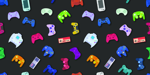 Video game controller background Gadgets and devices seamless pattern Eps10 vector © Darcraft