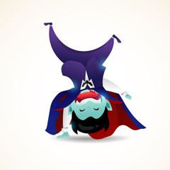 Naklejka premium A cute little Dracula. Halloween Demon Dracula kids costume character design vector on isolated background.