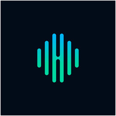 letter H abstract for information technology and digital. minimalist sound music equalizer, Bass, DJ icon. audio logotype Unique and simple element. -vector