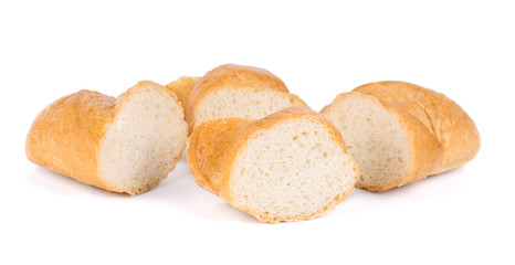 Slices of tasty bread isolated on white background