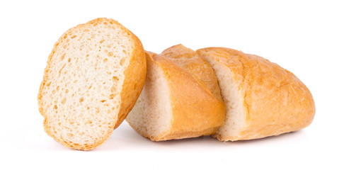 Slices of tasty bread isolated on white background