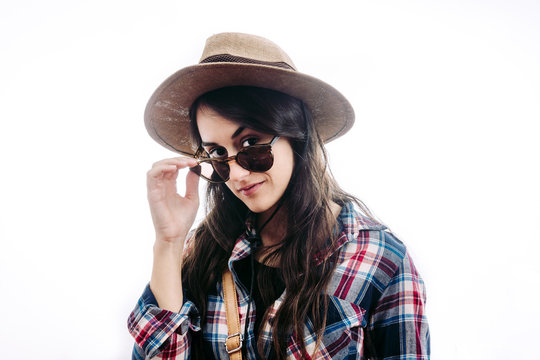 Girl with hat and sunglasses