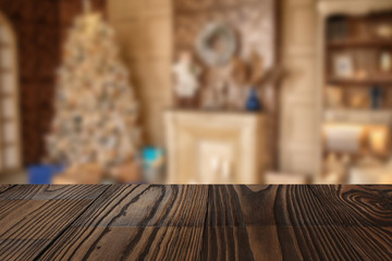 dark wooden background with Christmas interior