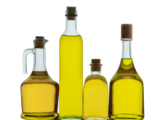 Bottles of olive oil isolated on a white background