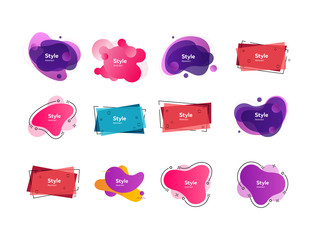 Bright abstract shapes. Dynamical colored forms and line. Gradient banners with flowing liquid shapes. Template for design of logo, advertisement or placard. Vector illustration