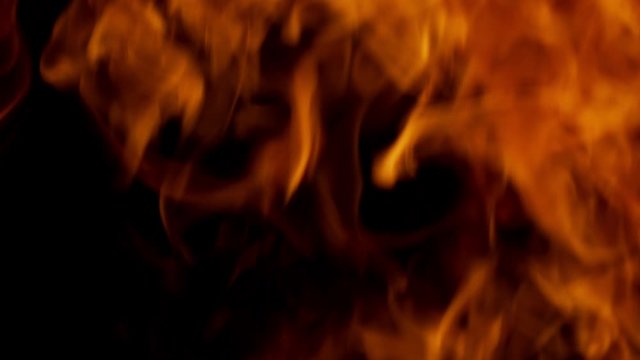 Super Slow Motion Shot of Fire Flames. Shooted with High Speed Cinema Camera at 4K Resolution.