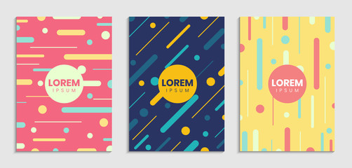 Set of  memphis style covers template geometric shapes and dynamic design, for Covers, Posters, Flyers and Banner Designs