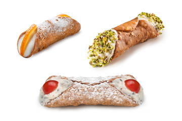 Sicilian Cannoli isolated on white background