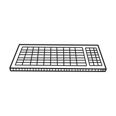Hand drawn PC Keyboard isolated on a white. Sketch. Vector illustration.