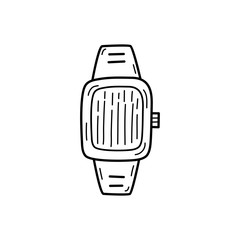 Hand drawn Smart Watch isolated on a white. Sketch. Vector illustration.