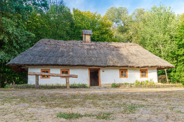 Old Ukrainian house this is hut of the nineteenth century in Village Pirogovo