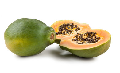 papaya fruit isolated on white background