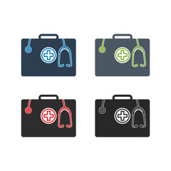 First Aid Kit Icon Set. Flat style vector EPS.