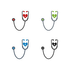 Heart Beat Measure Icon Set. Flat style vector.