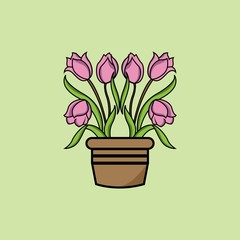 Isolated flower icons with in the green background .Trendy flower icons and modern flower symbols