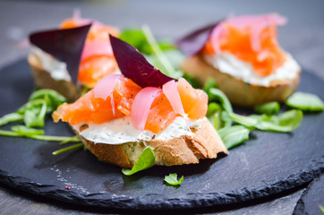 mix bruschetta with fresh vegetables, goat cheese & grapes