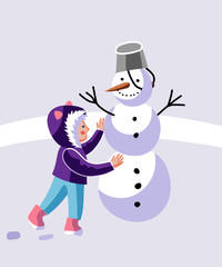 Winter outdoor recreation flat illustration