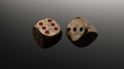 Golden Dices. Casino Concept - 3D Illustration