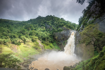 Beautiful Dunhinda waterfall in Sri Lanka