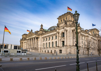 Fototapeta na wymiar German parliament, Berliner Reichstag. Tourist attraction in Berlin.