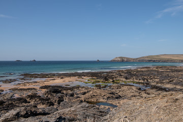 Fototapeta na wymiar view across Constantine bay North Cornwall coast