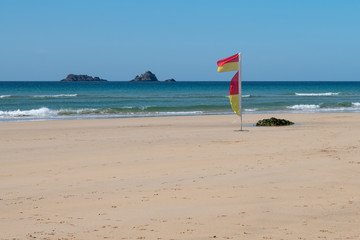 lifeguard flag on the beach