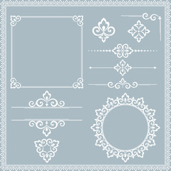 Vintage Set. Floral elements for design monograms, invitations, frames, menus and labels. Graphic design of the website, cafes, boutiques, hotels, wedding invitations.