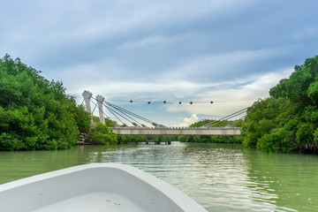 View of bridge over a river in Yucatan