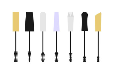 Black mascara applicator. Types of mascara. Vector illustration, flat design