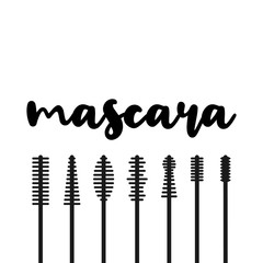 Black mascara applicator. Types of mascara. Vector illustration, flat design