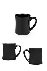 different angles of a black mug