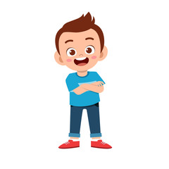 cute kid teen boy show facial expression